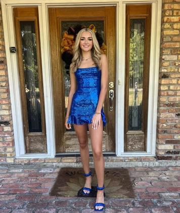 Imagem de Vestido de boas-vindas EEMEII Sequin Mermaid Aqua Blue Tamanho 12