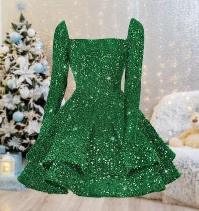 Imagem de Vestido de boas-vindas YOFF azul royal evasê de mangas compridas para adolescentes