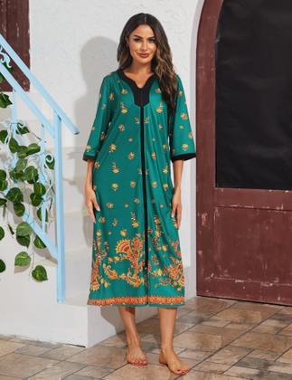 Imagem de Vestido de casa Bloggerlove com zíper frontal Leopard Plus Size