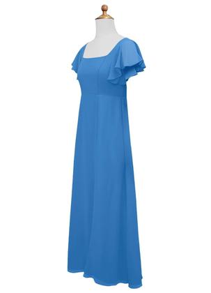 Imagem de Vestido de dama de honra Jirocum Blue Jay Chiffon Long para meninas