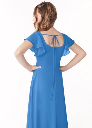 Imagem de Vestido de dama de honra Jirocum Blue Jay Chiffon Long para meninas
