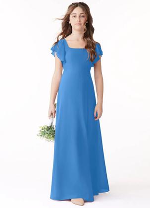 Imagem de Vestido de dama de honra Jirocum Blue Jay Chiffon Long para meninas
