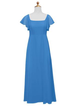 Imagem de Vestido de dama de honra Jirocum Blue Jay Chiffon Long para meninas