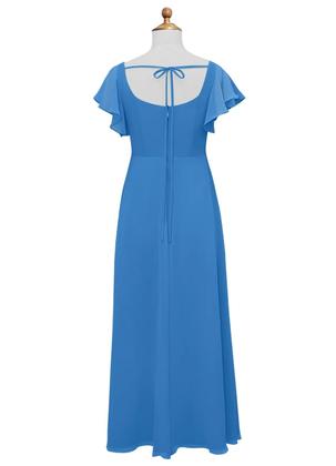 Imagem de Vestido de dama de honra Jirocum Blue Jay Chiffon Long para meninas