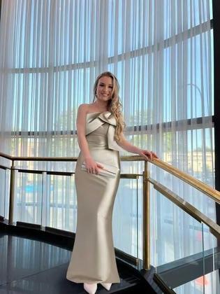 Imagem de Vestido de dama de honra Mkojaa One Shoulder Satin Mermaid Aqua