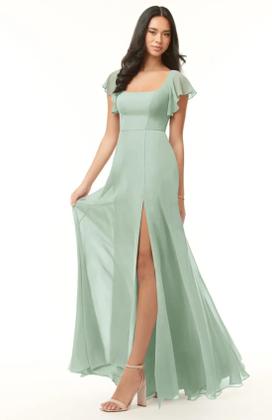 Imagem de Vestido de dama de honra Oisslec A Line Taupe Chiffon Long US14