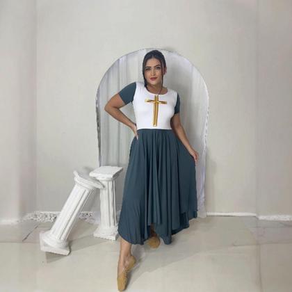 Vestido de Dança Coreografia Plus Size Cruz Moda Evangélica - MISS