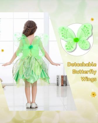 Imagem de Vestido de fantasia Daisy Fancy Fairy Green com asas Girl 6-8