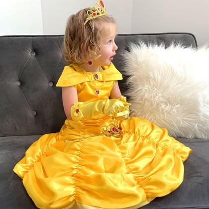 Imagem de Vestido de fantasia de princesa para meninas, cosplay de Halloween, amarelo