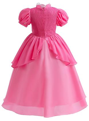 Imagem de Vestido de fantasia rosa para menina 4T 5T com luvas e varinha
