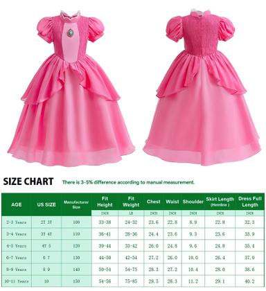 Imagem de Vestido de fantasia rosa para menina 4T 5T com luvas e varinha