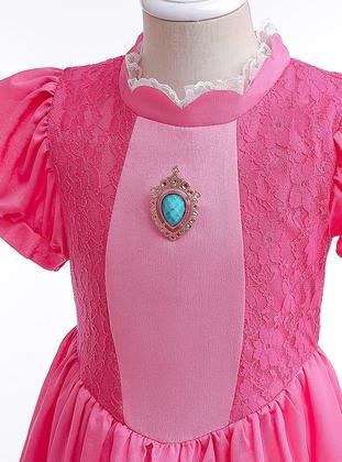 Imagem de Vestido de fantasia rosa para menina 4T 5T com luvas e varinha