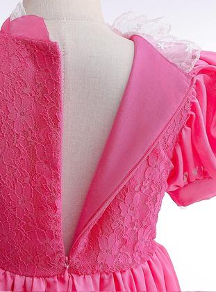 Imagem de Vestido de fantasia rosa para menina 4T 5T com luvas e varinha