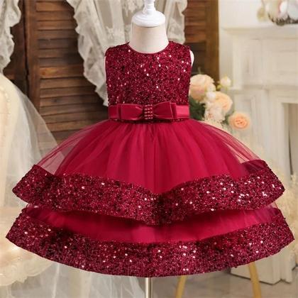 Imagem de Vestido de Festa de Tule com Lantejoulas para Meninas - Vestido de Princesa sem Mangas