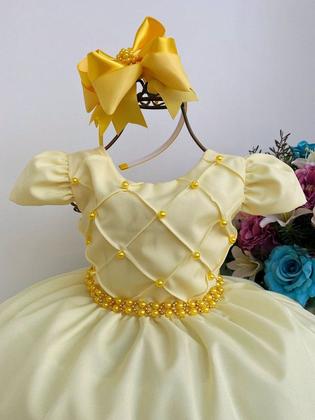 Imagem de Vestido De Festa Infantil Daminhas Amarelo luxo