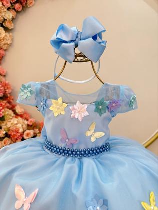 Imagem de Vestido de Festa Infantil Luxo Princesa Temático de Jardim Mundo Encantado com Borboletas Cores Diversas  