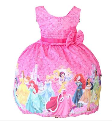 Imagem de Vestido De Festa Infantil Meninas Princesa Luxo Pink Tiara