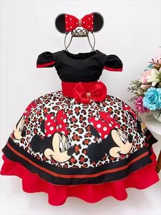 Imagem de Vestido De Festa Infantil Minnie Safari Oncinha