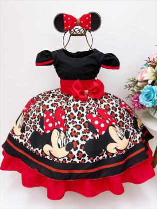 Imagem de Vestido De Festa Infantil Minnie Safari Oncinha