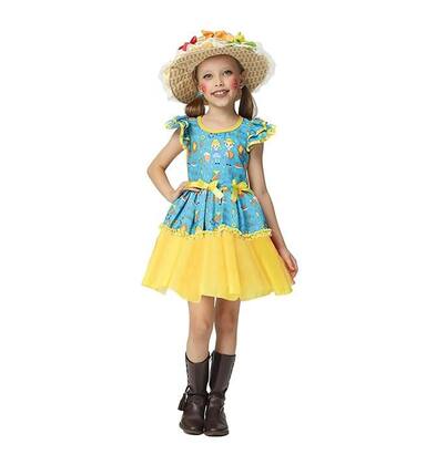 Imagem de Vestido de Festa Junina Infantil Ester Amarelo e Azul Barato