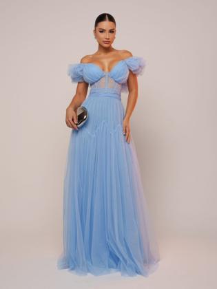 Imagem de Vestido de festa longo casamento tendência fashionista com corset tule