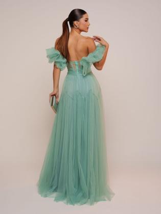 Imagem de Vestido de festa longo casamento tendência fashionista com corset tule