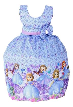 Imagem de Vestido De Festa Luxo Infantil Princesa Sofia Meninas Tiara