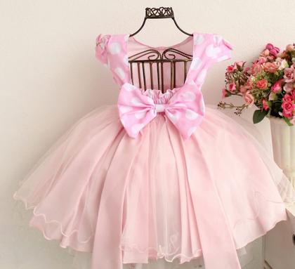 Imagem de Vestido De Festa Minnie Rosa Luxo Infantil