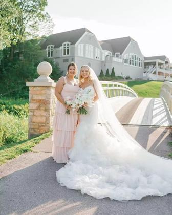 Imagem de Vestido de formatura Dessiny Sky Blue Chiffon em camadas com alças espaguete