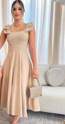 Imagem de Vestido de linho Longo com laço feminino