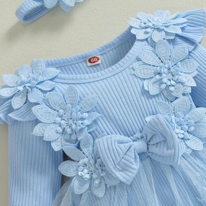 Imagem de Vestido de macacão ZAXARRA para bebês com faixa de cabeça de 0 a 18 meses