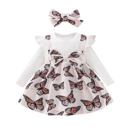 Imagem de Vestido De Malha Com Detalhe De Laço Para Meninas Primavera Outono Estilo Princesa Semi-Delicado Com