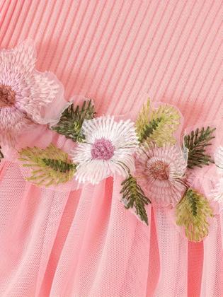 Imagem de Vestido de Malha para Bebê Menina (0-2 anos) - Design com Flores na Cintura