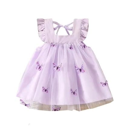 Imagem de Vestido de Menina Bebê em Tule com Detalhes de Borboleta - Babado e Estilo Verão