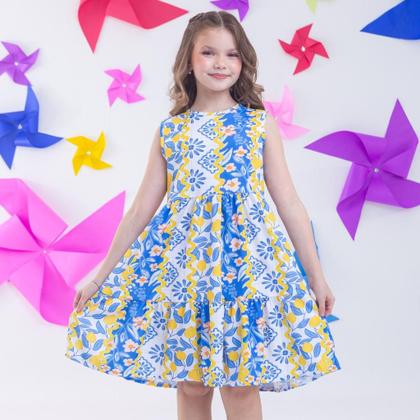 Imagem de Vestido de Menina Infantil Juvenil Estampado Casual