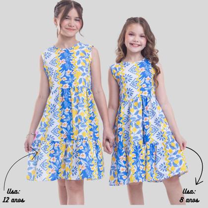 Imagem de Vestido de Menina Infantil Juvenil Estampado Casual