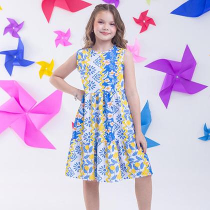 Imagem de Vestido de Menina Infantil Juvenil Estampado Casual