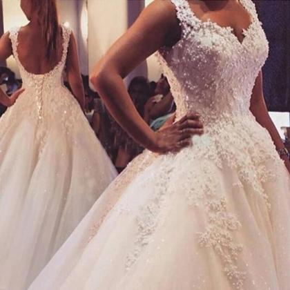 Imagem de Vestido de Noiva Casamento Princesa Pérolas Renda Luxo
