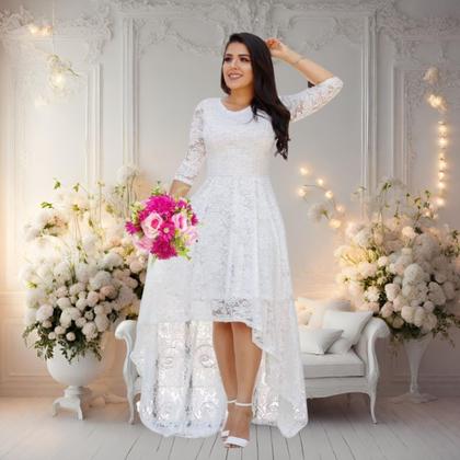 Imagem de Vestido de Noiva Casamento Renda Civil Plus Longo Size 88