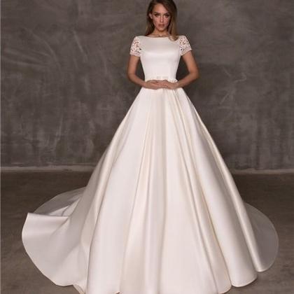 Imagem de Vestido De Noiva Elegante Com Bolso Boho Chic Princesa Cetim