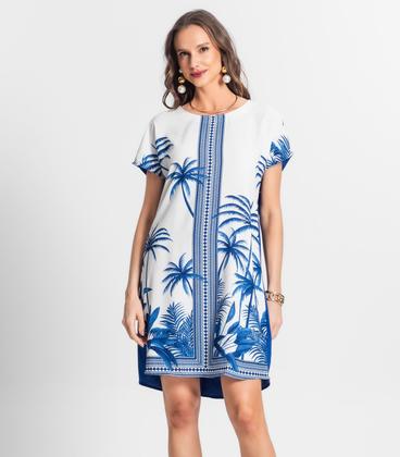 Imagem de Vestido De Poly Light Feminino Estampado Endless Azul