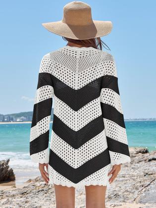 Imagem de Vestido de praia com capa de maiô ANRABESS de crochê com decote em V