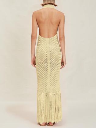 Imagem de Vestido de praia de crochê Saodimallsu Fringe com capa de maiô