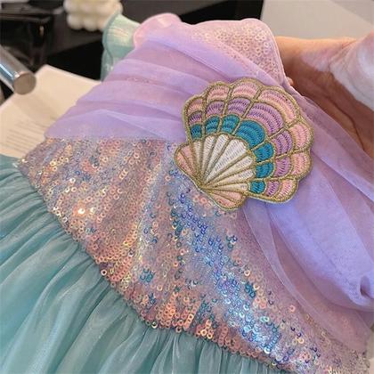 Imagem de Vestido De Princesa Ariel Pequena Sereia Para Meninas, Fantasia Casual De Verão Para Festa De