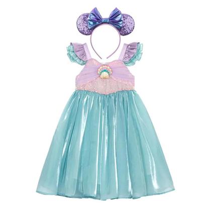 Imagem de Vestido De Princesa Ariel Pequena Sereia Para Meninas, Fantasia Casual De Verão Para Festa De