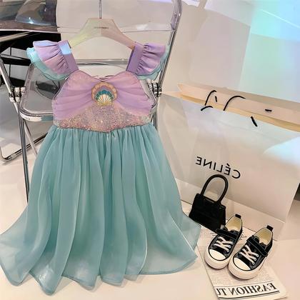 Imagem de Vestido De Princesa Ariel Pequena Sereia Para Meninas, Fantasia Casual De Verão Para Festa De