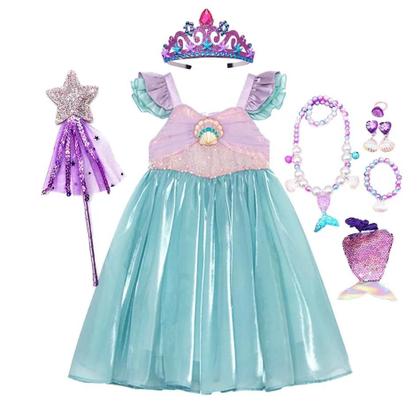 Imagem de Vestido De Princesa Ariel Pequena Sereia Para Meninas, Fantasia Casual De Verão Para Festa De