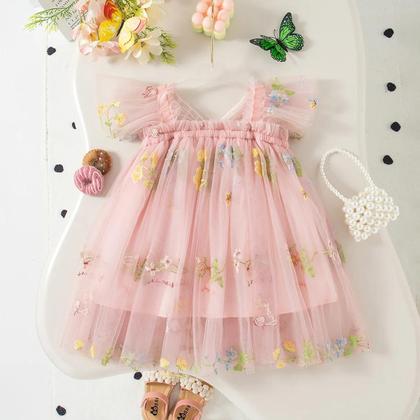 Imagem de Vestido De Princesa Com Asas De Borboleta Para Menina, Floral, Chiffon, Sem Mangas, 0-4 Anos, Festa