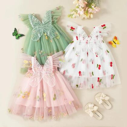 Imagem de Vestido De Princesa Com Asas De Borboleta Para Menina, Floral, Chiffon, Sem Mangas, 0-4 Anos, Festa