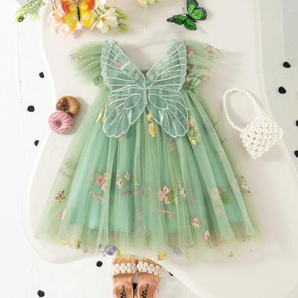 Imagem de Vestido De Princesa Com Asas De Borboleta Para Menina, Floral, Chiffon, Sem Mangas, 0-4 Anos, Festa